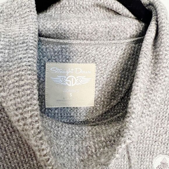 Straight Down Misty Top Sweater Grey Size S long sleeve waffle - Picture 10 of 10